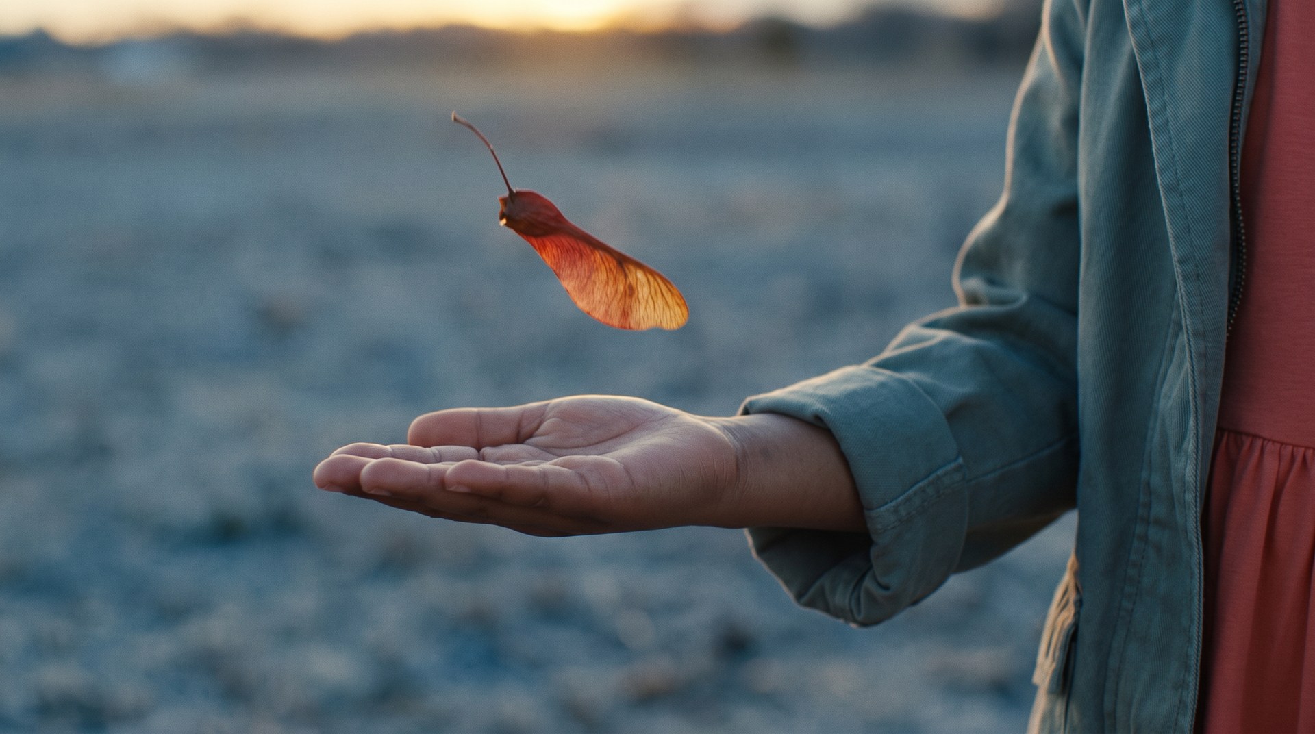 The release · the seed lifts from her fingertips